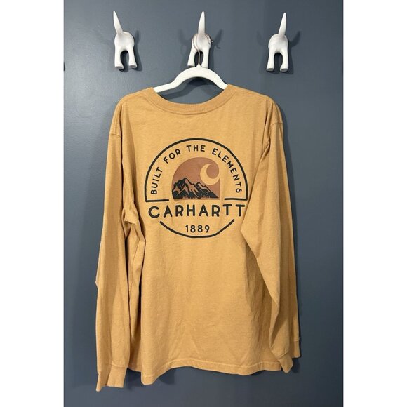 Carhartt Men T-Shirt Yellow Relaxed Fit Built For The Elements Longsleeve XL - Picture 1 of 5